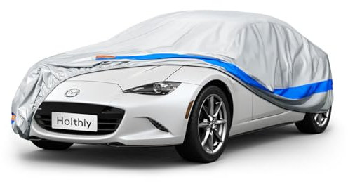 Holthly Autoabdeckung Wasserdicht Atmungsaktiv,Auto-Abdeckplane für Vollgarage,Regen,Sonne,Staub und UV-Schutz.Autoplane passend für BMW Z3,FIAT 124,Mercedes SLK SLC,Mzda MX-5 Miata,usw.3S