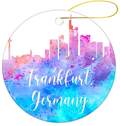 Weihnachtsbaumschmuck 7.3cm, Deutschland-Frankfurt Weihnachtsanhänger Ideal Christbaumschmuck Anhänger Mode Runde Keramik Ornament Für Geschenke Party Weihnachtsbaum