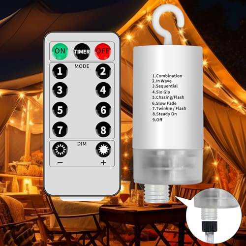 GCMacau Ladezubehör für Batterieboxen für Lichterkette 24V, Zubehör Ersetzen mit Fernbedienung 8 Modi, IP65,für Vorhang Licht, Netz Licht, Eisregen Lichterkette (Ausgangsschub 24V)