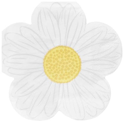 Talking Tables 20 x Daisy Shaped Floral Paper Napkins for Tea Parties, Mother’s Day | Easter Table Decorations, Spring Serviettes for Decoupage | Eco-Choice 100% Recyclable | (NO Plastic) Branded