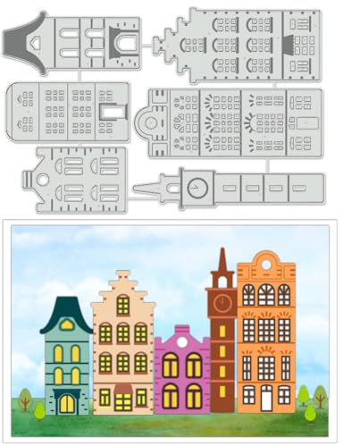 BENECREAT Europäische Architektur Stanzformen, Kirche Schloss Metall stanzt Blume Geschenk stanzt für Karte Scrapbooking und DIY Handwerk Album Papier Karte Dekor, 0.8mm Dick