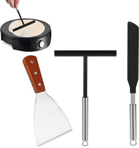 PZJFH Crepes Verteiler, Streuer Set, 3 Stück Edelstahl Crepe Teigverteiler, Streuer Set, Pancake Silikon Crepe Maker für Zuhause Küche Backen Kochen Backwerkzeuge, FBA-175WYH-4437259
