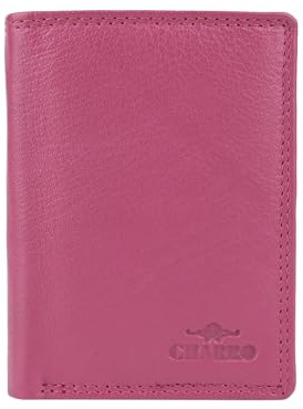 CHARRO Portefeuille Vertical Fin en Cuir Véritable, Unisexe, sans Porte-Monnaie, Rose Fushia, Boîte Cadeau