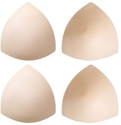 BBTO 2 Paires Coussinets de Soutien-Gorge Amovibles Respirants Inserts de Soutien-Gorge de Triangle (Beige, 13 x 13.5 cm)