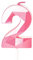 Pink 2nd Birthday Candle for Cake, 2nd Birthday Cake Toppers for 2 Year Old Girls