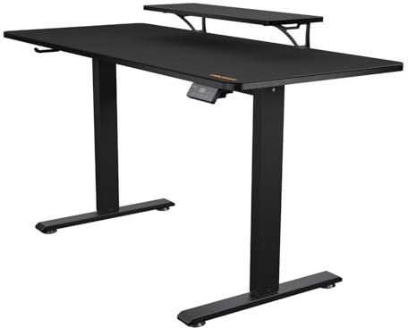 COUGAR Gaming | Bureau Gaming | E-STAR140 - Assis-Debout - Hauteur réglable de 72 à 117 cm - 2 préréglages de mémoire - Stratifié texturé en Fibre de Carbone - Dimensions 140 x 60 x 1,5 cm
