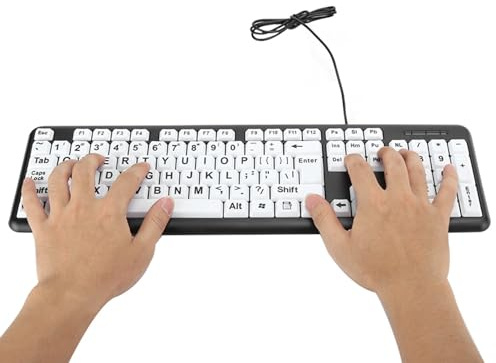 FOLOSAFENAR Tastiera per Ipovedenti, con Tasti a Stampa Grande, Periferiche per Computer, Tastiera Cablata, Accessori per Computer, per Ufficio, Casa, (#1)