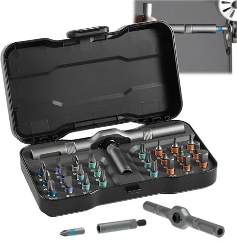 Diy Screwdriver 24 In 1, Upgrade 24 In 1 Multi Bit Magnetic Screwdriver Set, Magnetic Screw Driver Set, Multi-purpose Ratchet Wrench Screwdriver S2 Magnetic Bits, Detachable T Ratchet Handle (1PCS)