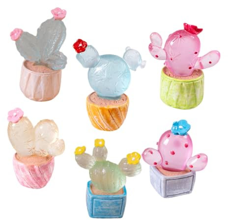 JOINPAYA 6stücke Miniatur Kaktus Deko Aus Harz Teiliges Für Puppenhaus Büro Auto Pflanzenfiguren Für Kreative Garten Und Tischdekoration