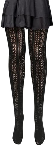 ASFWAGQ Medias de mujer con estampado de cintura alta, medias de malla sexy con atractivas medias para traje regional, mallas de baile con patrón trenzado, para carnaval, Oktoberfest, fiesta temática