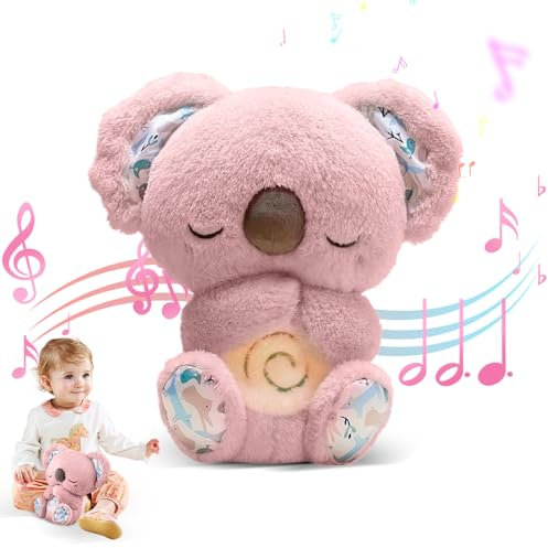 KUWUNG Peluche Loutre Qui Respire,Loutre Veilleuse bébé,Peluche Koala Endormie,Loutre Respirante avec Musique, lumières et mouvements respiratoires,Koala Calmant,Koala Anti Stress,Loutre Sommeil