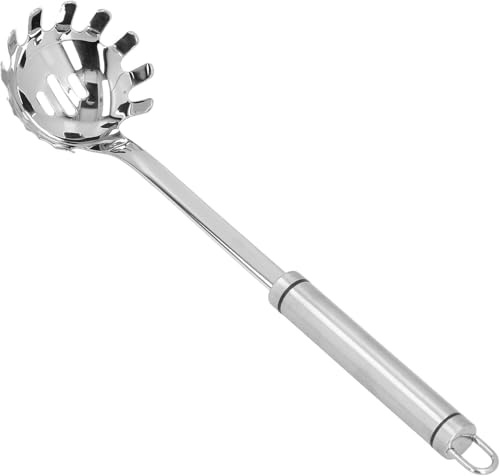 NOURIS Kitchen tongs,Spaghetti Spoon, Pasta Spoon with Teeth Pasta Spoon Comfortable Handle Stainless Steel Pasta Proof Strong for Home Office Camping