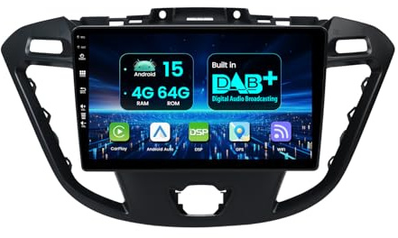 MISONDA [4GB+64GB] Built in DAB+ Android 15 Car Stereo For Ford Transit Custom Tourneo 2013-2019-Camera+Mic- Wireless Carplay DSP RDS WIFI BT5.0 Mirror Link USB FM AM Fast Boot Head Unit