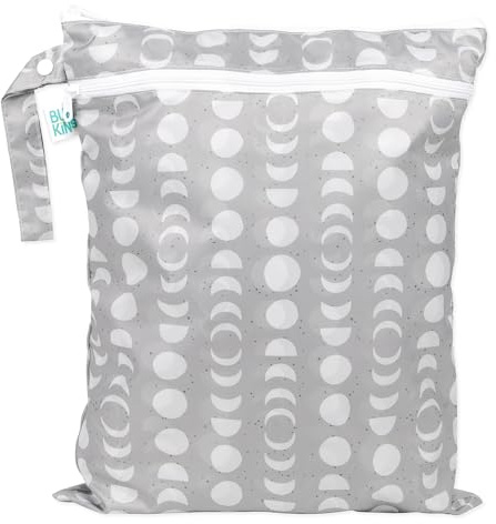 Bumkins Wasserdichte Nass-/Trockentasche, Baby, Reisen, Badeanzug, Windeln, Pumpen, Pool, Strand, Studio, Toilettenartikel, Haken für Kinderwagen, Reißverschluss, wiederverwendbar, Grau (Lunar Grey)