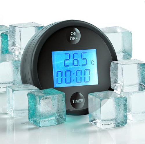 Eisbad Thermometer mit Timer für Pool Spa und Whirlpool | Schwimmend und wasserdicht mit großem gut ablesbarem Display, Schwarz