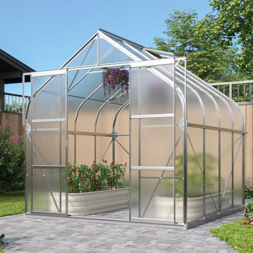 Vitavia Gewächshaus Dione 6700 inkl. Stahlfundamentrahmen, Aluminium eloxiert, 6,7 m², 4 mm HKP | Wetterfestes & stabiles Treibhaus | Perfekt für Gemüse & Pflanzen | Robust & langlebig