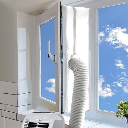 400cm Fensterabdichtung für Mobile Klimageräte: Sporgo Klimaanlage Fensterabdichtung mit 2 Rohrkanäle und 4 Reißverschluss, Fenster Klimaanlage Abdichtung für Verbinden Klimageräte Dachfenste