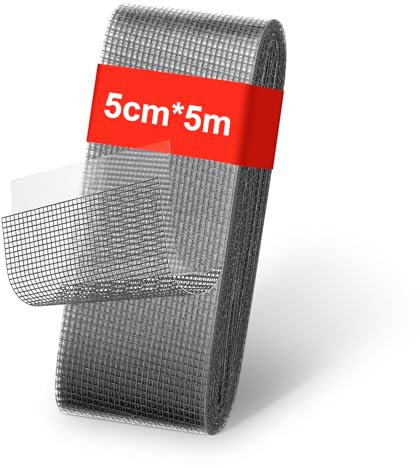 Flintronic Ripara Zanzariera, 50mm*5M Patch Riparazione Dello Schermo, Fibra Di Vetro, Forte Adesivo Patch, Nastro Adesivo Ripara Zanzariere, per Zanzariereper Finestre/Porte/Zanzariere- Grigio