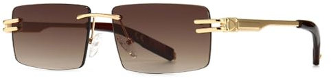 SPOAVGYZ Retro Rectangular sunglasses Rimless Male Gold Metal Female Square sunglasses Men No frame Uv400
