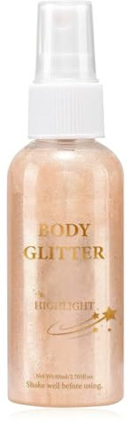 Shimmer Body Oil - Body Glow Spray Rose Gold, Bodies Shimmer Lotion for Cheeks/Hair/Lips, Water-Resistant Weightless Non-Greasy Liquid Highlighter with Micro Glitter