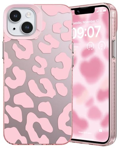 ZCDAYE für iPhone 12 Hülle Schöne Muster, Rosa Leopard | Süße Modische Handyhülle für Frauen Mädchen, Bequeme Handytasche Schutzhülle, Passt Gut, Dünn Leicht Case Handy Tasche