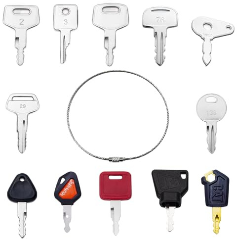 12Pcs Construction Ignition Key Set, Universal Heavy Equipment Keys, Compatible with CAT JCB Komatsu Kubota, Starter Switch Spare Keys for Excavator Tractor Dumper Dozer Roller Bulldozer Forklift...