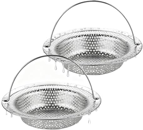2Pack Kitchen Sink Strainer, 4.33 x 0.79 Stainless Steel Drain Basket with Lift-Up Handle, Food Waste Catcher, Clog-Reducing Sink Strainer