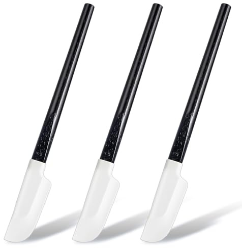 3PCS Small Silicone Spatula for Cooking, 9 Rubber Spatula Heat Resistant for Kitchen Use Nonstick Silicone Scraper for Jars Cooking, Baking, Mixing, Frosting Black