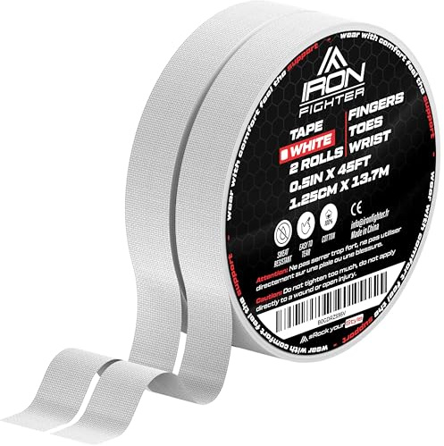 IRON FIGHTER Fingertape - Zinkoxid-Sporttape für BJJ, Bouldern und Klettern | Starr, Starker Halt, Schweißbeständig, Von Hand Reißbar, 100% Baumwolle, Atmungsaktiv, Latexfrei, Finger- Und Daumenstützung