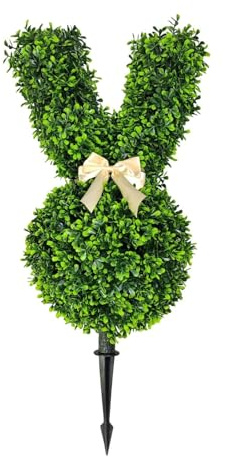 Generisch Osterdeko Outdoor Groß Künstlich Buchsbaum Hase Gartenstecker Modern Ostern Frühling Deko Für Draußen Garten Hasen Osterhase Frühlingdeko Osterdekoration Easter Decoration (A)