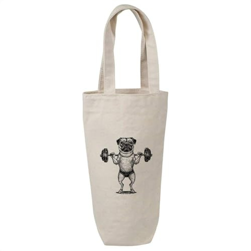 Azeeda 'Gym Pug' Cotton Wine Bottle Gift/Travel Bag (BL00049517)