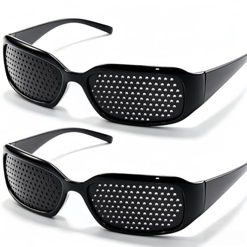 Weploda 2 stycken rasterglasögon ögonträning, hålglasögon, ögonträning för avkoppling, multilhålsglasögon, unisex rasterglasögon, för ögonträning för avkoppling synförbättring, svart