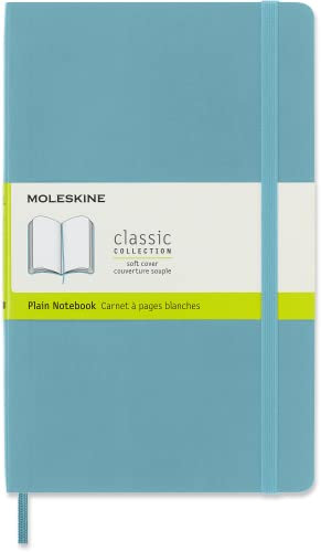 Moleskine Notizbuch mit weißen Seiten, Blau (Reef), Groß, 13 x 21 cm