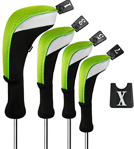 Andux 4 pz/set Golf 460cc Driver Testa di Legno Copre con Collo Lungo Verde