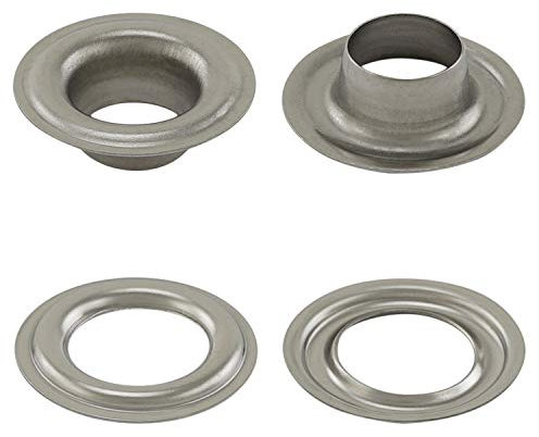 GETMORE Parts Ösen nach DIN 7332, Standardösen, Planenösen (selbstschneidend), inklusive Scheiben - für Markisen, Textil, Leder, Planen, Vorhänge, Zelte - ab 50 Stück, Edelstahl (V2A INOX), 12 mm