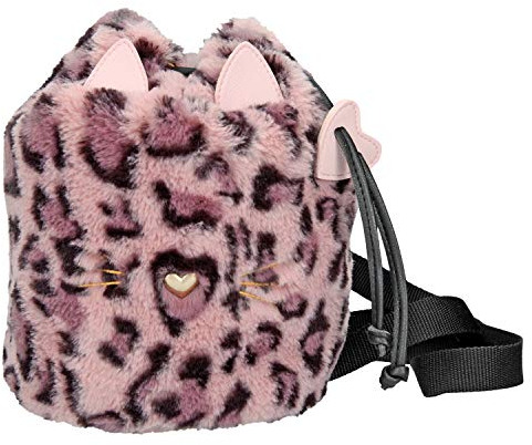 Depesche 10699 Rucksack mit Zugband, TOPModel Leo aus Kunstfell, Mauve, ca. 23 x 19 x 19 cm, rosa