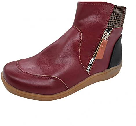 Stivali Donna Invernali Stivali Donna con Tacco Stivali Donna Texani Stivaletti Donna Neri Stivali Donna Pioggia Stivali Uomo Militari Scarpe Donna (41 EU,Rosso)