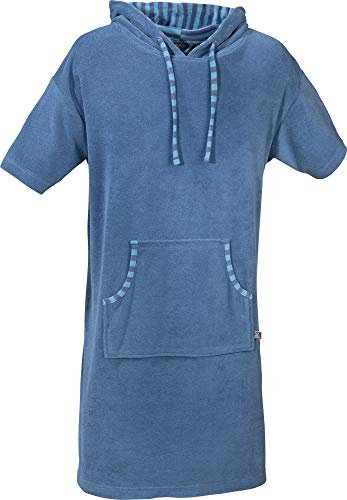 Erwin Müller Unisex Poncho, Damen - Herren - Surf-Poncho blau Größe L-XXL - mit Kapuze und Taschen, Badetuch, Umkleide-Hilfe, Leicht-Frottier