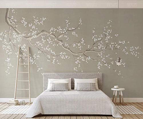 RMwallpaper Papier Peint Panoramique Minimalisme De Fleur De Prunier Zen Peint À La Main Papier Peint Intissé Tapisserie Murales Chambre Salon 250x175cm