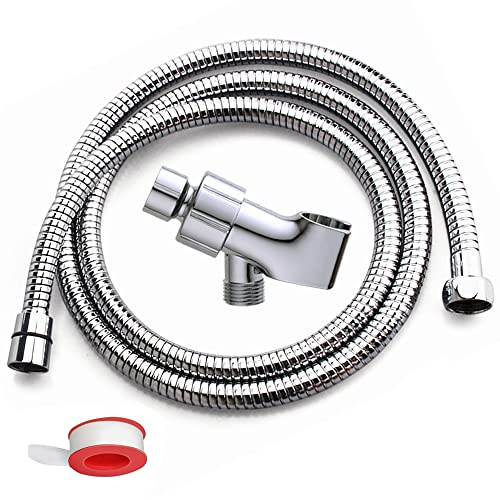 79-Inches Shower Hose, Stainless Steel Handheld Shower Hose, Angle-Adjustable Shower Bracket,(Shower Hose+Holder)