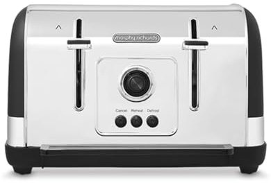 Morphy Richards Venture Black 4 Slice Toaster - Defrost Setting - High Lift Feature - 240131