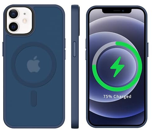 tigratigro Cover Magnetica per iPhone 11, Compatibile con MagSafe, Custodia Traslucida Opaca Posteriore Sottile Antiurto Protettiva Case, Protezione Antiurto di Grado Militare, Azzurro Navy