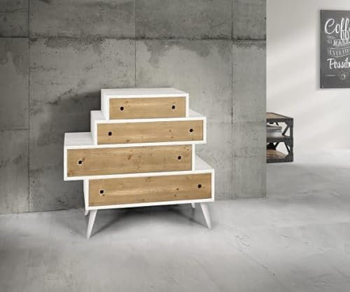 Mar.c.a. Design - Eingangsschrank, Esszimmer, Küche oder Wohnzimmer, Möbel aus gebürstetem Fichte, Farbe matt, Höhe 95 cm, Maße 110 x 45, Made in Italy