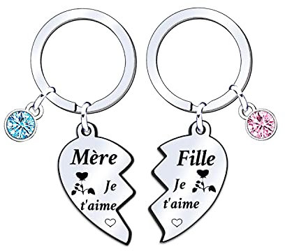 2 Pcs Porte-clés Mère Fille Cadeau Maman Cadeau de Fête des Mères Cadeau d'anniversaire Maman Fille Cadeau Noël Maman Fille Cadeau Maman Original Cadeau pour Maman Fille