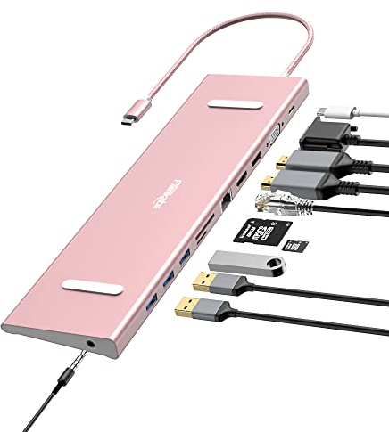 Docking Station USB C 2 HDMI, USB-C Docking Station Dual Monitor/Triple Monitors, Dual HDMI, VGA, 3 USB 3.0 Ports, SD/TF, Ethernet, Audio, PD 100W, USBC Hub Multiport Adapter