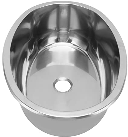 Fregadero para caravana, fregadero de cocina de acero inoxidable 304, fregadero para caravana, fregadero ovalado para barco marino de 15,5 x 10,7 pulgadas con orificio de drenaje de 1,58 pulgadas