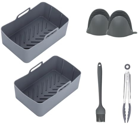 Air Fryer Accessories, 6 Pcs Ninja Air Fryer Accessories for Ninja AF400UK, AF300UK, Tower T17088 and Other air fryers. Pack Includes 2 Silicone Airfryer Liner, Tong, a Pair of Gloves & Brush