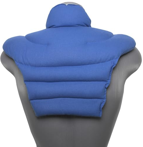 Nackenhörnchen HWS - Nacken + Schultern + Rücken - Bio-Dinkelkissen - Nackenkissen Wärmekissen - Körner-Dinkel-Kissen Nacken Schulter - Bio Stoff enzianblau