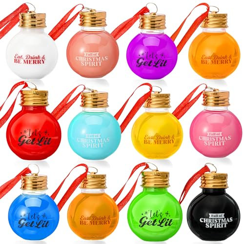 Joiedomi 18-teiliges Weihnachts-Boozeball-Ornament-Set, 48 ml, befüllbare Kugeln, Weihnachtsschmuck für Weihnachten, Urlaub, Innen- und Außenbereich, Weihnachtsdekoration