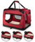 lionto Hundetransportbox faltbar für Reise & Auto, 50x34x36 cm, stabile Transportbox mit Griffen & Decke für Katzen & Hunde bis 10 kg, Hundebox aus Stoff für klein & groß, dunkelrot (Namensaufdruck)